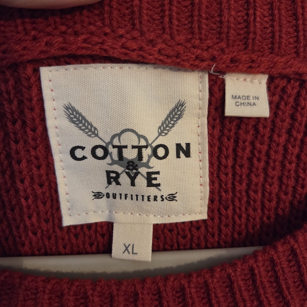 Cotton & Rye Red Acrylic Knit Round High Low Hem Sweater With Button Accents XL - Picture 6 of 9